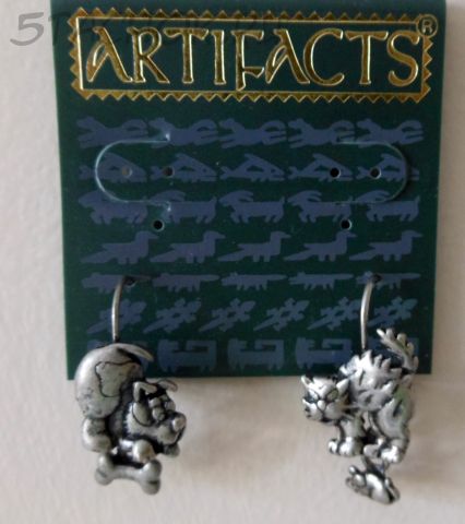 Серьги "Кот и пес" под олово