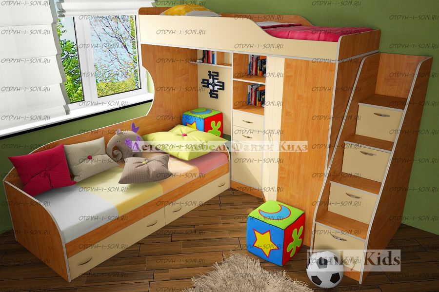 Кровать двухъярусная Фанки Кидз 7/2 СВ