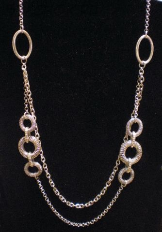 Колье "Цепи и кольца" под серебро