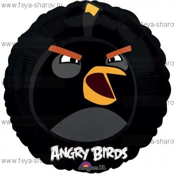 Шар Angry birds 46 см Черный