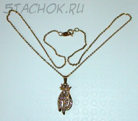 Кулон на цепочке "Кошечка" под золото с камушками