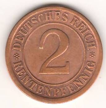 2 пфеннига 1924 г. Германия