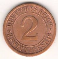 2 пфеннига 1924 г. Германия