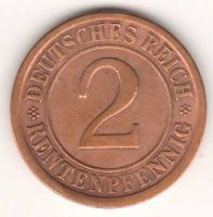 2 пфеннига 1924 г. Германия
