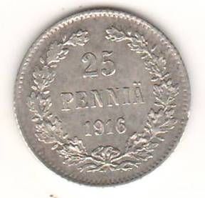 25 пенни 1916 г. Финляндия Российская империя