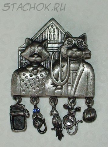 Брошь "Кот и Кошка" под олово