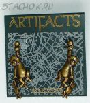 Серьги-гвоздики "Котик и котенок" под бронзу