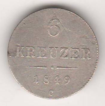 6 крейцеров 1849 г. Австрия