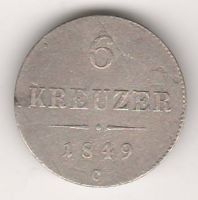 6 крейцеров 1849 г. Австрия
