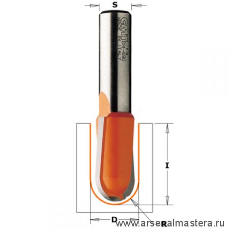 Фреза пазовая радиусная CMT R1,6 монолитная S8 D 3,2 x 9,5 CMT  914.032.11