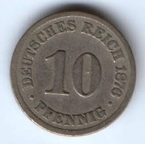 10 пфеннигов 1876 г. Германия