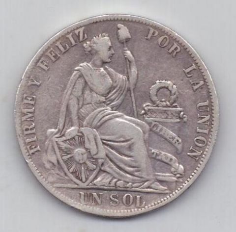 1 соль 1889 г. Перу
