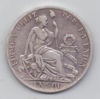 1 соль 1889 г. Перу