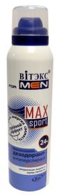 ВИТЕКС FOR  MEN MAX  SPORT  ДЕЗОДОРАНТ-АНТИПЕРСПИРАНТ  ДЛЯ  МУЖЧИН,  ежедневная  защита  и  заряд  свежести,  24  часа,  150  мл.