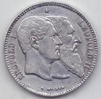 2 франка 1880 г. Бельгия(редкость)
