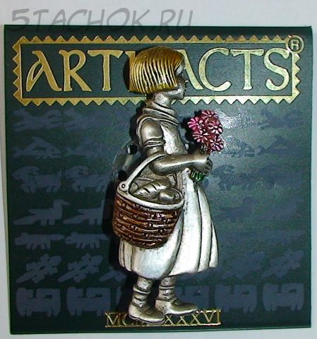 Брошь "Девочка с цветком и корзинкой" под олово, ювелирная эмаль