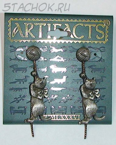 Серьги-гвоздики "Котята на клубочках" под олово