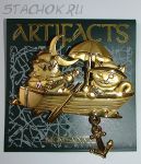 Брошь "Кошка и Филин с гитарой" под золото