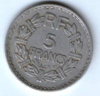 5 франков 1947 г. Франция