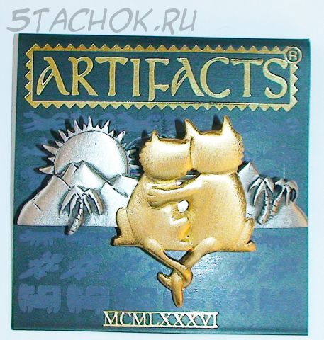 Брошь "Кот и кошечка при закате" под олово и матовое золото