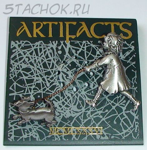 Брошь "Девочка с собачкой" под олово