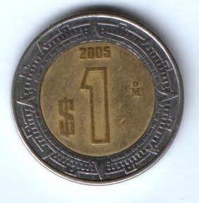 1 песо 2005 г. Мексика