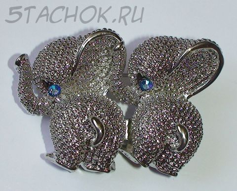 Брошь "Слоники" под серебро