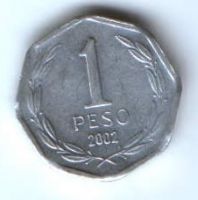 1 песо 2002 г. Чили