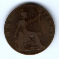 1 пенни 1903 г. Великобритания