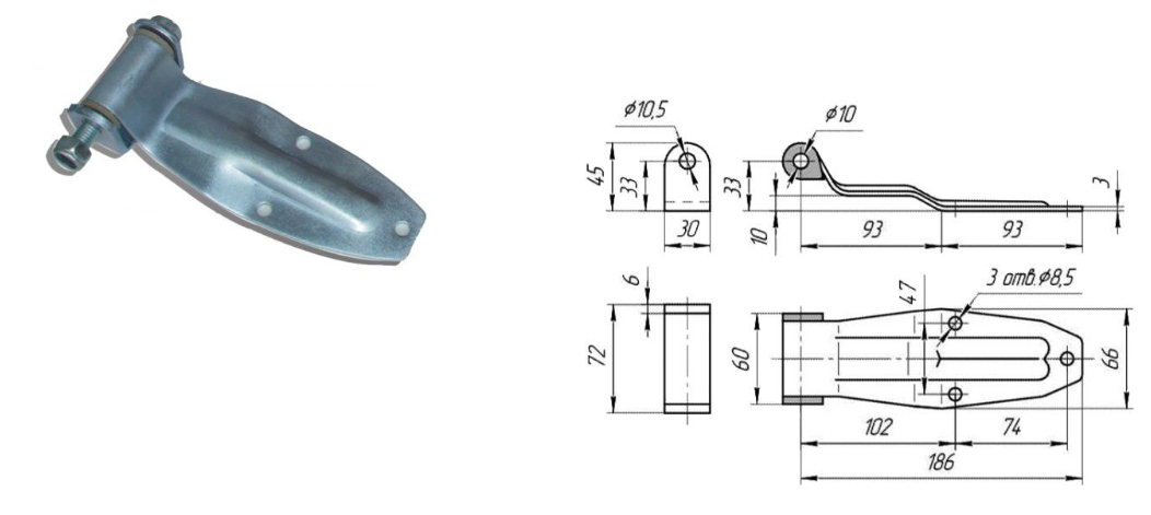 Петля заднего портала 190 мм SS (Арт: 41151)