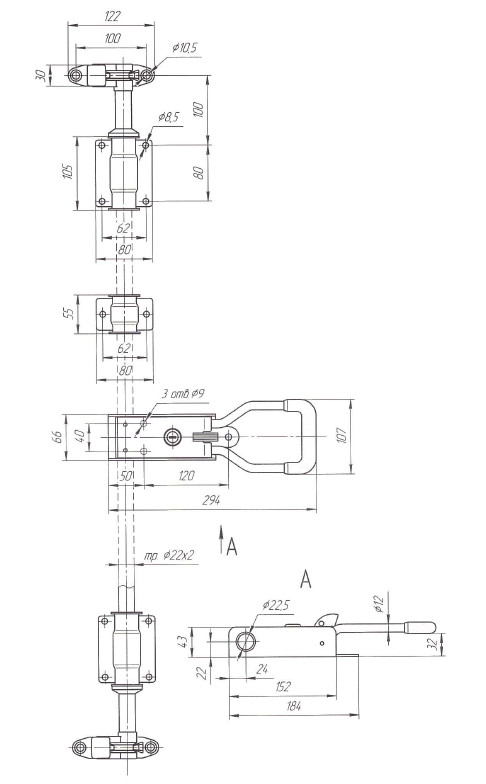 Замок штанговый для ворот под трубу D=21 мм (Арт: 010900S)