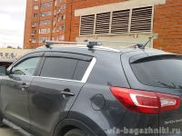 Багажник на крышу Kia Sportage III (SL) с интегрированными рейлингами, Атлант, прямоугольные дуги
