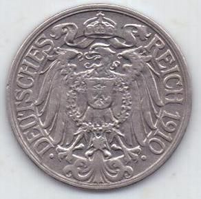 25 пфеннигов 1910 г. Германия