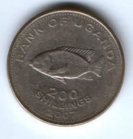 200 шиллингов 1997 г. Уганда