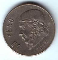 1 песо 1974 г. Мексика
