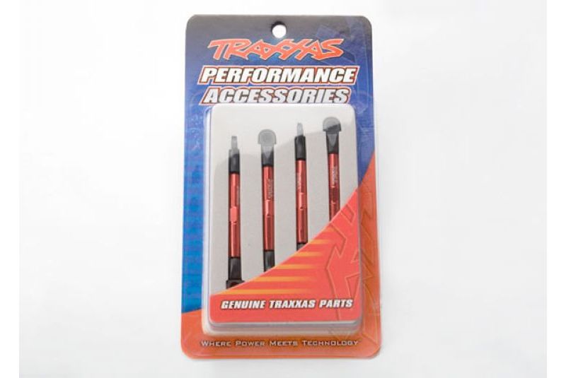 Toe links, aluminum (red-anodized) (4) (assembled with rod ends and threaded inserts) (1/16 Slash) - TRA7038X