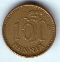 10 пенни 1971 г. Финляндия