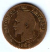 10 сантимов 1862 г. Франция