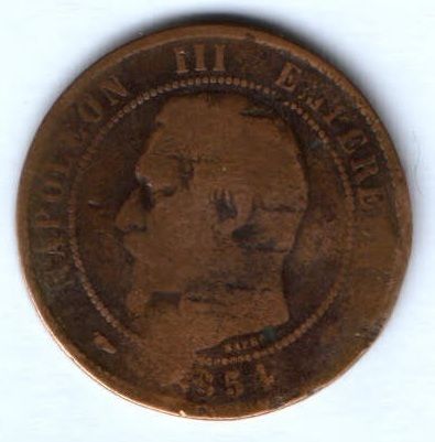 10 сантимов 1854 г. Франция
