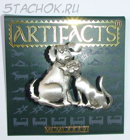 Брошь "Кот и Пес - лучшие друзья" под олово