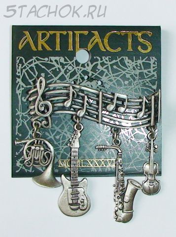 Брошь "Музыкальные инструменты" цвет олова (JJ США)