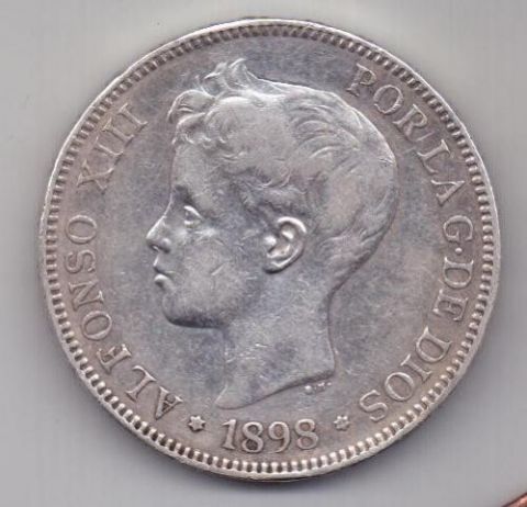 5 песет 1898 г. Испания