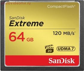 Карта Памяти Sandisk 64GB Extreme CF 120MB/s 800x (SDCFXS-064G-X46)