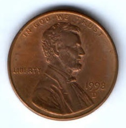 1 цент 1998 г. США