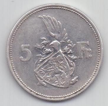 5 франков 1929 г. Люксенбург