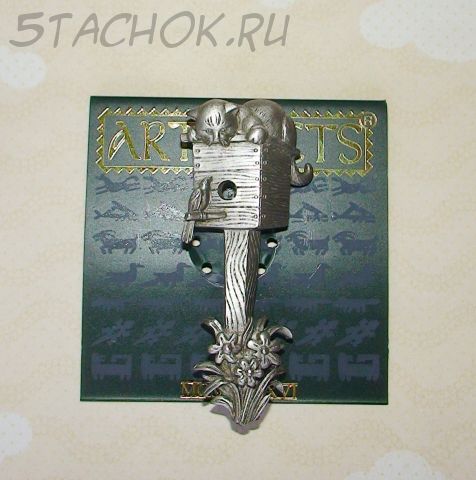 Брошь "Кошка на скворечнике" под олово