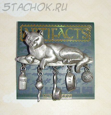 Брошь "Запасливый котик" под олово