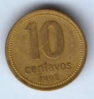 10 сентаво 1992 г. Аргентина