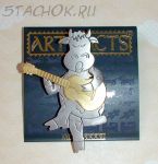 Брошь "Корова с гитарой" цвет золота и олова (JJ США)