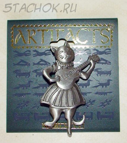 Брошь "Киса с гитарой" под олово